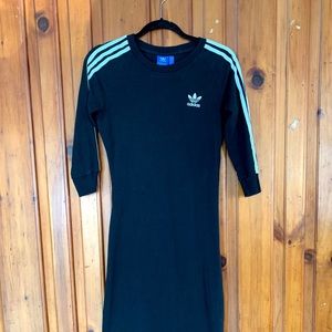 Adidas 3 stripe midi body con black dress size M